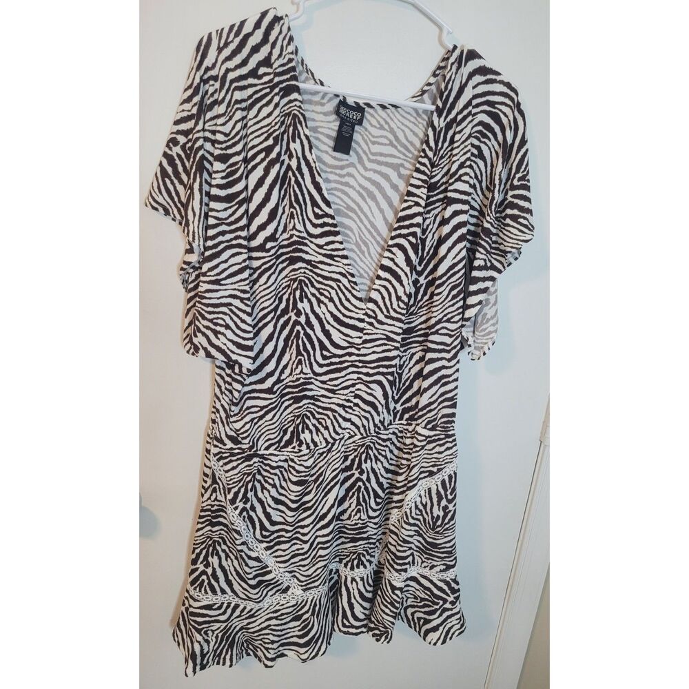 COCO REEF Adorn Swimsuit Cover Up Dress Color  Native Zebra Size Large